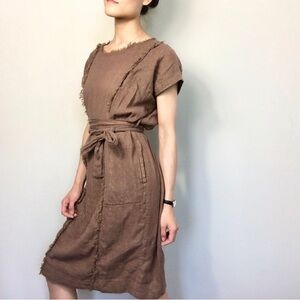 Raquel Allegra linen blend dress in brown with slight shimmer, size 0